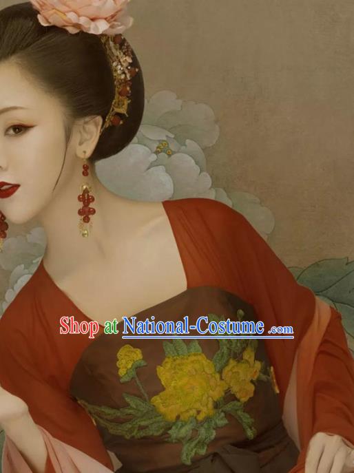 Traditional Chinese Tang Dynasty Imperial Consort Red Hanfu Dress Ancient Court Lady Replica Costumes for Women