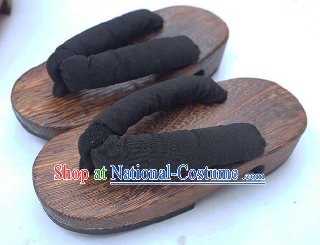 Traditional Japanese Black Slippers Geta Asian Japan Clogs Zori Shoes for Women