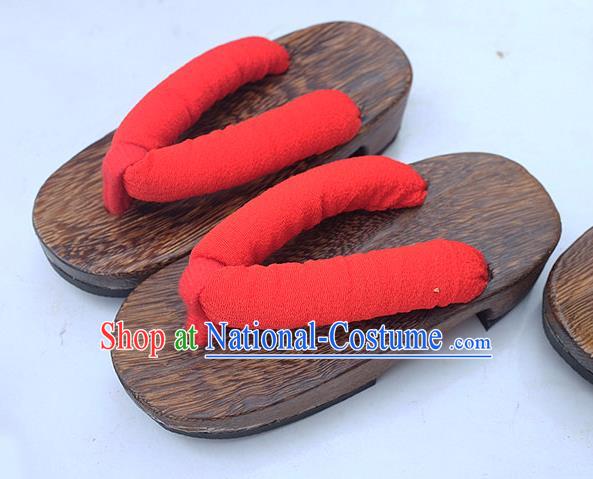 Traditional Japanese Red Slippers Geta Asian Japan Clogs Zori Shoes for Women