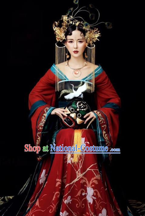 Chinese Ancient Drama Imperial Consort Red Hanfu Dress Traditional Tang Dynasty Princess Replica Costumes for Women