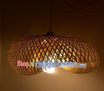 Chinese Traditional Black Bamboo Weaving Heliciform Palace Lanterns Handmade Hanging Lantern Lamp