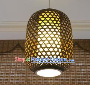 Chinese Traditional Handmade Brown Bamboo Weaving Lanterns Hanging Lantern Lamp