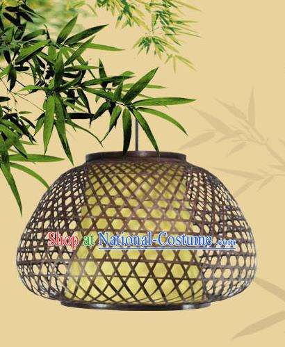 Chinese Traditional Black Bamboo Weaving Hanging Lanterns Handmade Lantern Lamp