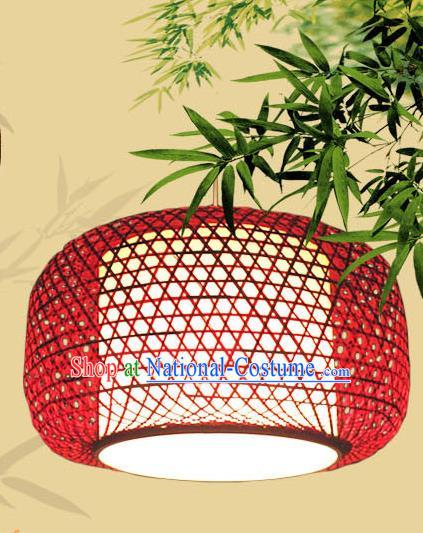 Traditional Chinese Red Bamboo Weaving Hanging Lanterns Handmade Lantern Scaldfish Lamp