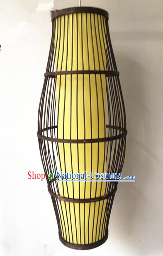 Traditional Chinese Yellow Hanging Lanterns Handmade Lantern Bamboo Art Scaldfish Lamp