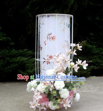 Chinese Traditional Printing White Lamp Wedding Flowers Floor Lanterns Handmade Palace Lantern