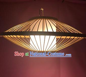 Chinese Traditional Bamboo Weaving UFO Palace Lanterns Handmade Hanging Lantern Lamp