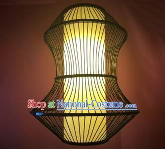 Chinese Traditional Black Bamboo Weaving Yellow Crane Tower Palace Lanterns Handmade Hanging Lantern Lamp