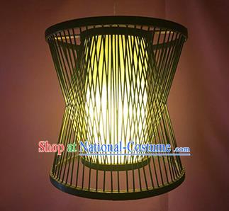 Chinese Traditional Black Bamboo Weaving Funnel Palace Lanterns Handmade Hanging Lantern Lamp