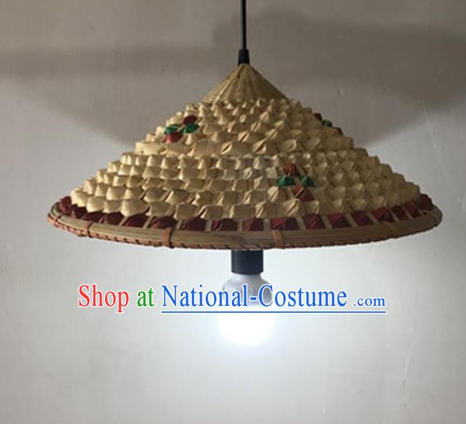 Handmade Chinese Pineapple Straw Hat Lampshade Traditional Bamboo Art Lanterns Chimney