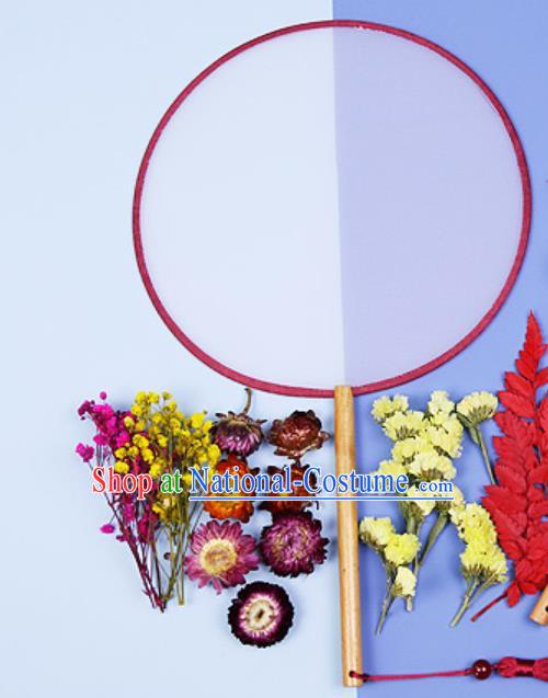 Chinese Traditional Red Flowers Palace Fans Handmade Round Fan for Women