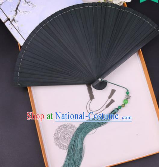 Chinese Traditional Classical Dance Black Bamboo Folding Fans Handmade Accordion Fan