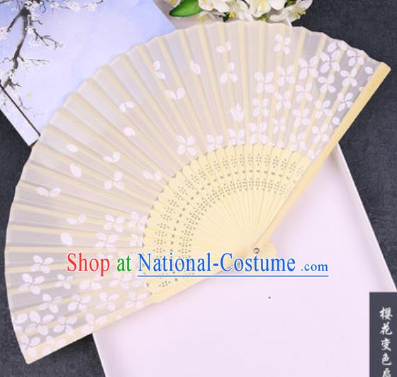 Chinese Traditional Sakura Pattern Silk Folding Fans Handmade Accordion Bamboo Fan