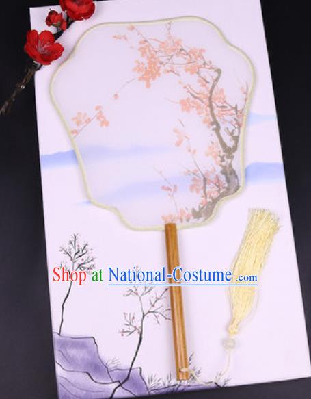 Chinese Traditional Painting Red Plum Palace Fans Handmade Classical Dance Silk Fan for Women