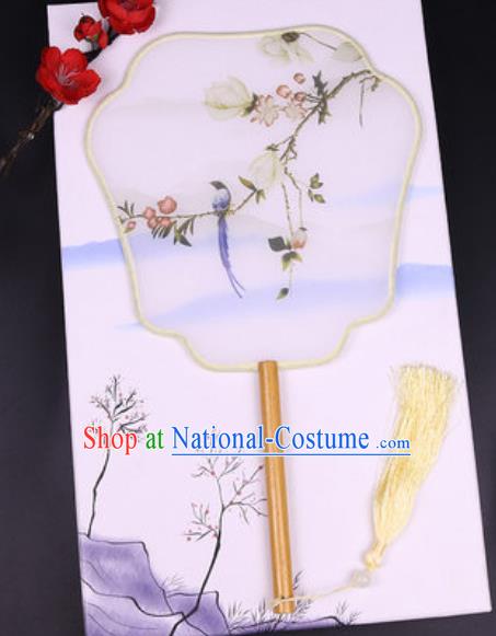 Chinese Traditional Painting Mangnolia Palace Fans Handmade Classical Dance Silk Fan for Women