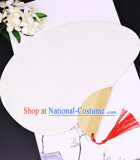 Chinese Traditional White Xuan Paper Fans Handmade Bamboo Plover Fan