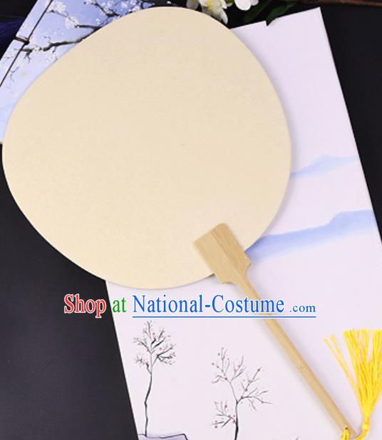 Chinese Traditional Yellow Art Paper Palace Fans Handmade Round Fan for Women