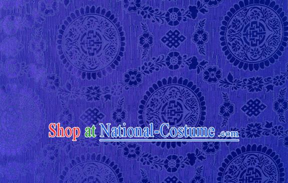 Chinese Classical Auspicious Pattern Design Royalblue Brocade Fabric Asian Traditional Hanfu Satin Material