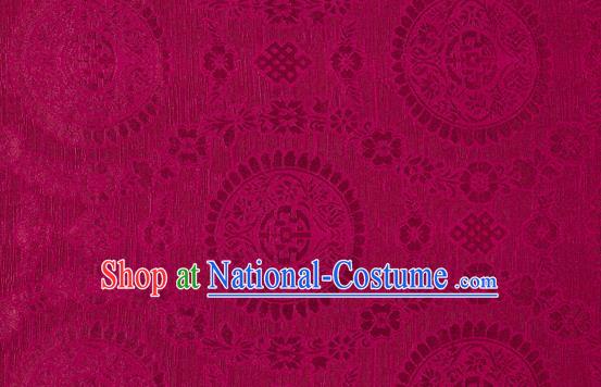 Chinese Classical Auspicious Pattern Design Wine Red Brocade Fabric Asian Traditional Hanfu Satin Material