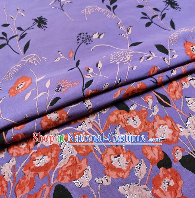 Chinese Classical Pattern Design Purple Brocade Fabric Asian Traditional Hanfu Satin Material