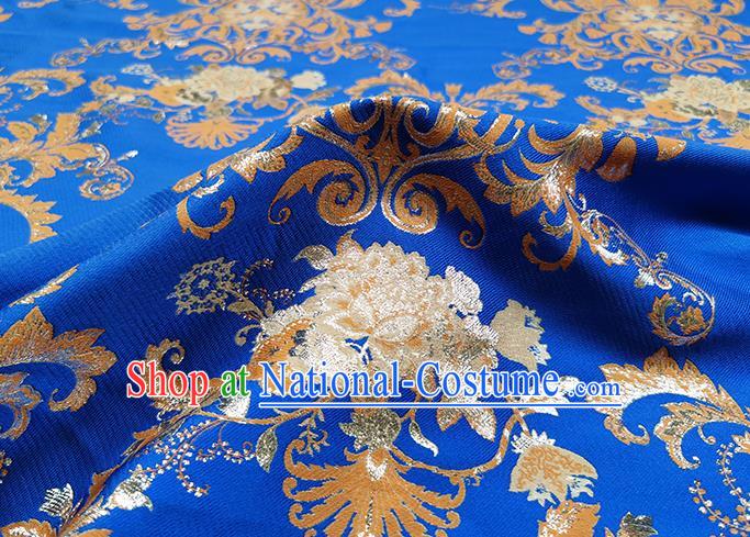 Chinese Classical Pattern Design Royalblue Brocade Fabric Asian Traditional Hanfu Satin Material