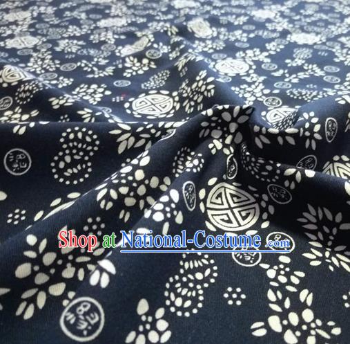 Chinese Classical Lucky Pattern Design Navy Fabric Asian Traditional Hanfu Cloth Material