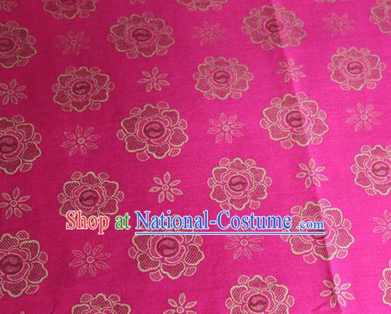 Chinese Classical Rose Pattern Design Rosy Fabric Asian Traditional Hanfu Cloth Material