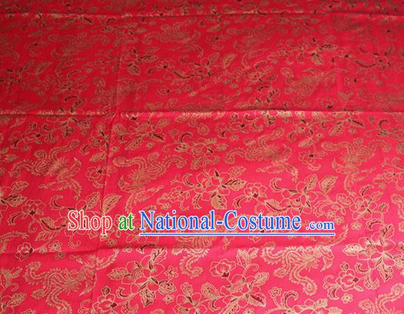 Chinese Classical Phoenix Pattern Design Rosy Fabric Asian Traditional Hanfu Cloth Material