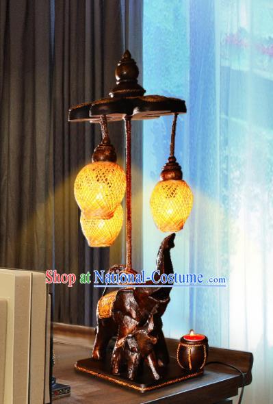 Southeast Asia Traditional Desk Lantern Thailand Handmade Wood Elephant Lanterns