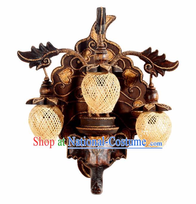 Southeast Asia Traditional Three Pieces Wall Lantern Thailand Handmade Wood Lanterns