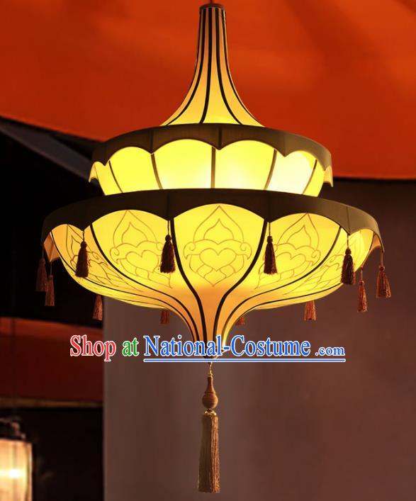 Asian Traditional Yellow Cloth Ceiling Lantern Thailand Handmade Lanterns Hanging Lamps