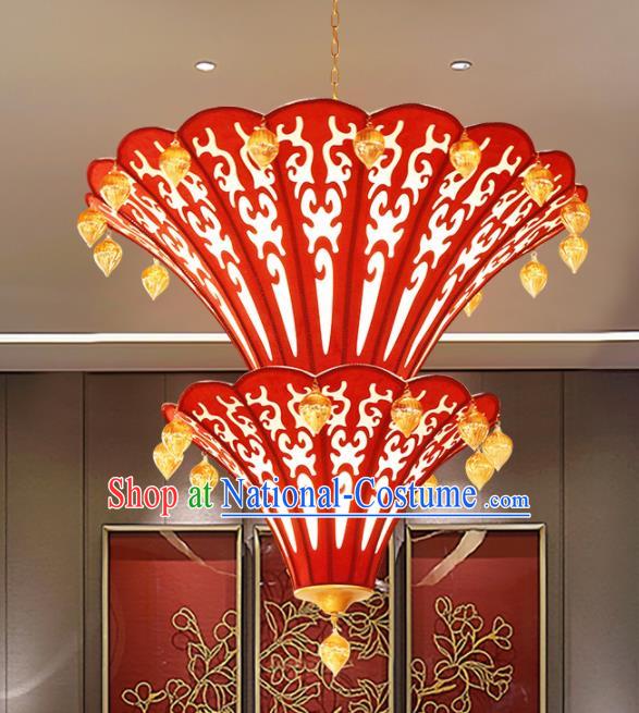 Asian Traditional Red Cloth Ceiling Lantern Thailand Handmade Lanterns Hanging Lamps