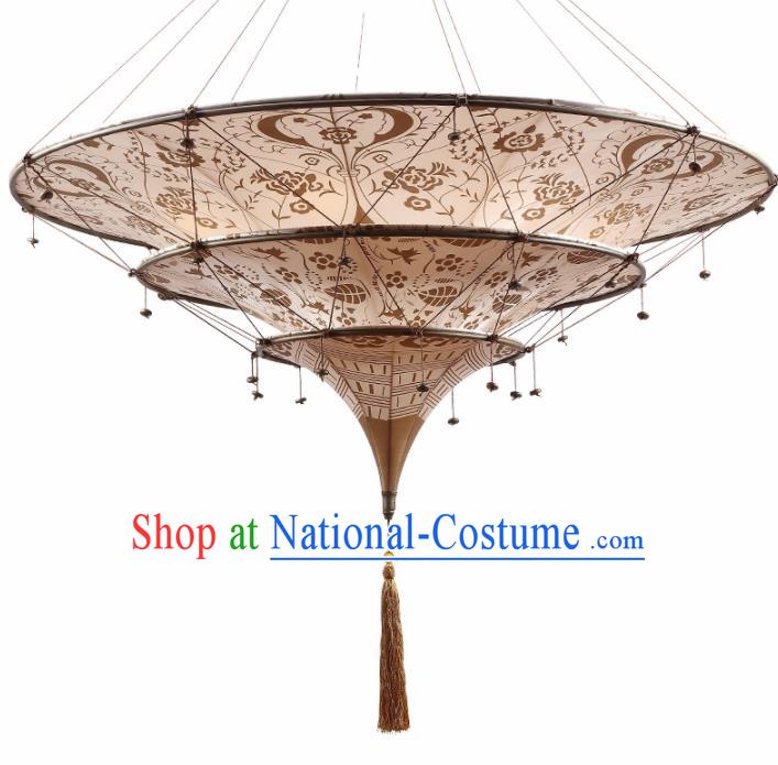 Asian Traditional Fabrics Ceiling Lantern Thailand Handmade Lanterns Hanging Lamps