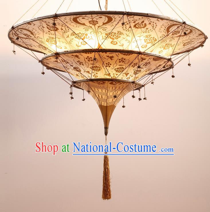 Asian Traditional Fabrics Ceiling Lantern Thailand Handmade Lanterns Hanging Lamps