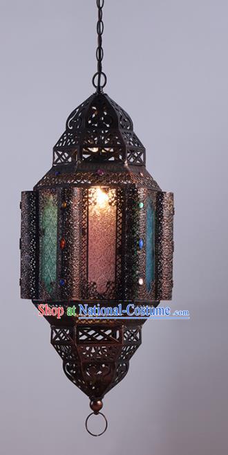 Asian Traditional Iron Grass Ceiling Lantern Thailand Handmade Lanterns Hanging Lamps