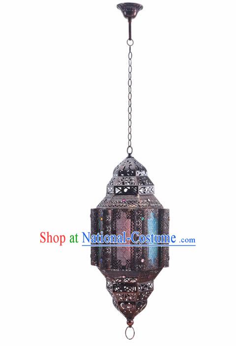 Asian Traditional Iron Grass Ceiling Lantern Thailand Handmade Lanterns Hanging Lamps