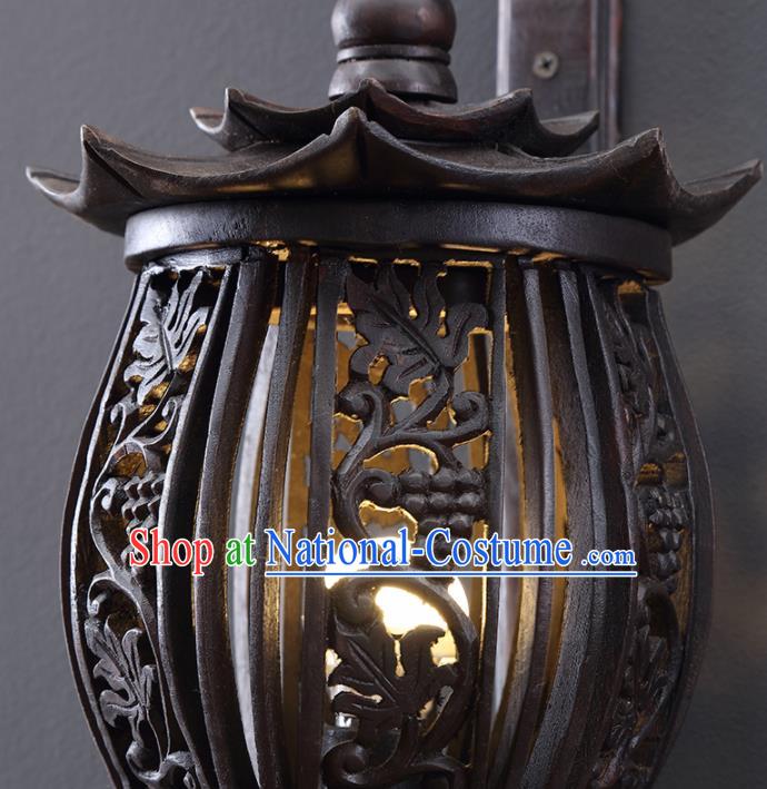 Southeast Asia Traditional Wood Carving Grape Wall Lantern Thailand Handmade Lanterns