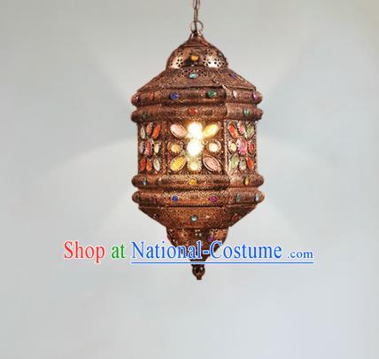 Asian Traditional Iron Crystal Ceiling Lantern Thailand Handmade Lanterns Hanging Lamps