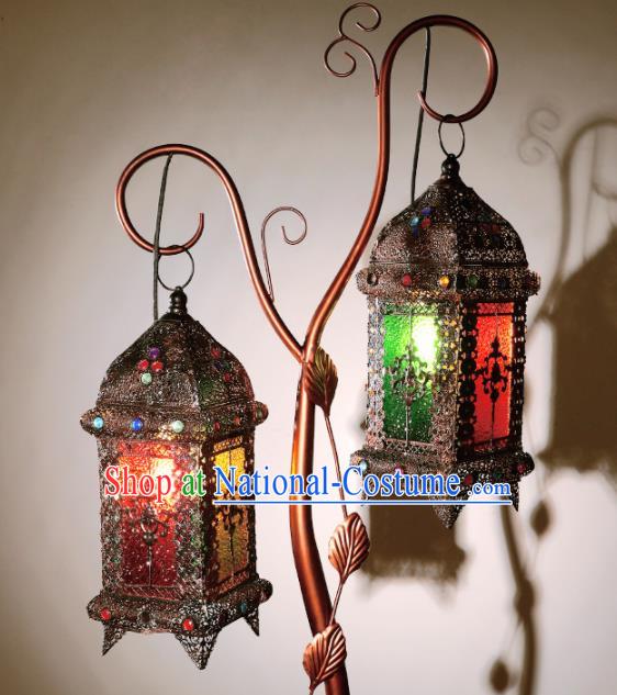 Asian Traditional Floor Lantern Thailand Handmade Iron Lanterns tree Lamps