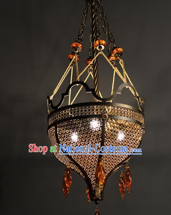 Asian Traditional Iron Carving Ceiling Lantern Thailand Handmade Lanterns Hanging Lamps