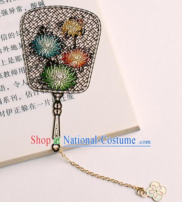 Traditional Chinese Chrysanthemum Fan Bookmarks China Craft Bookmark