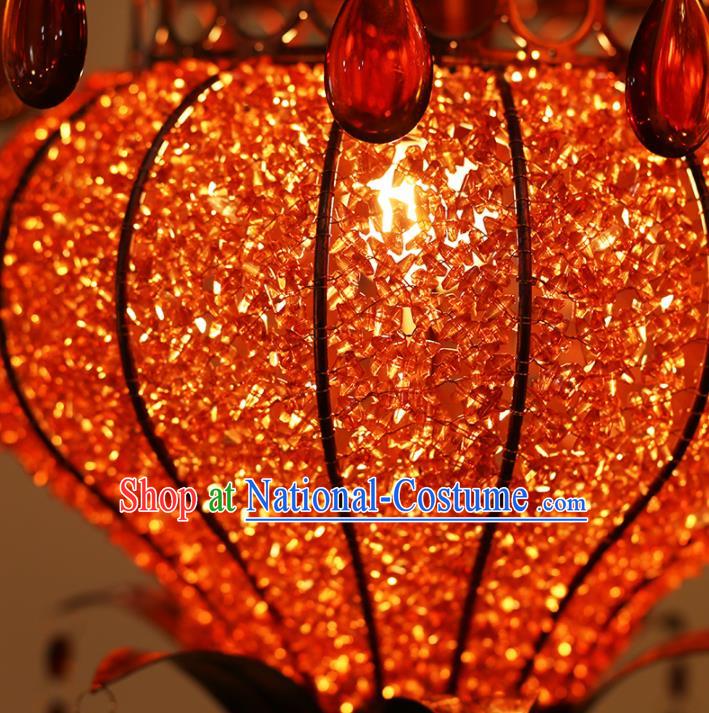 Asian Traditional Red Grass Ceiling Lantern Thailand Handmade Lanterns Hanging Lamps