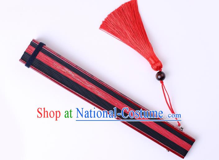 Traditional Chinese Printing Red Folding Fan China Bamboo Fan Oriental Fan