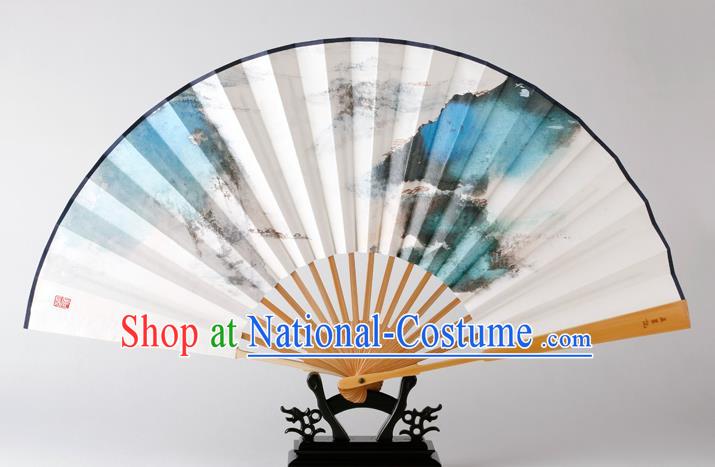 Traditional Chinese Handmade Landscape Painting Paper Folding Fan China Bamboo Fan Oriental Fan