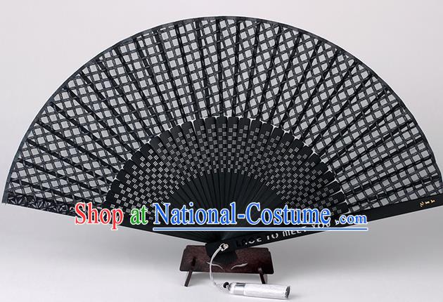 Traditional Chinese Handmade Black Silk Folding Fan China Bamboo Fan Oriental Fan