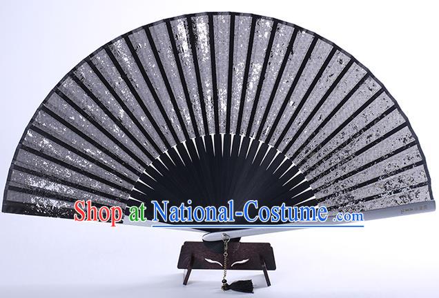 Traditional Chinese Handmade Black Silk Folding Fan China Fan Oriental Fan