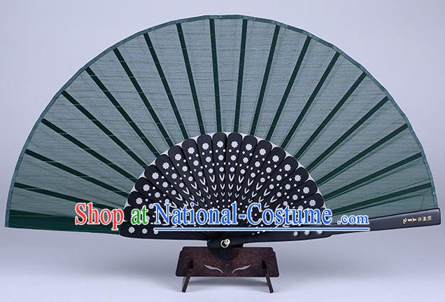 Traditional Chinese Handmade Green Silk Folding Fan China Accordion Fan Oriental Fan