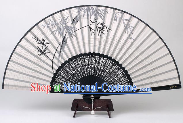 Traditional Chinese Handmade Printing Bamboo White Silk Folding Fan China Accordion Fan Oriental Fan