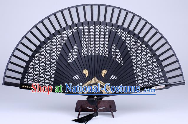 Traditional Chinese Handmade Carving Zodiac Dog Folding Fan China Bamboo Accordion Fan Oriental Fan