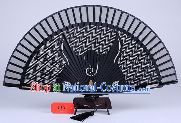 Traditional Chinese Handmade Carving Zodiac Horse Folding Fan China Bamboo Accordion Fan Oriental Fan